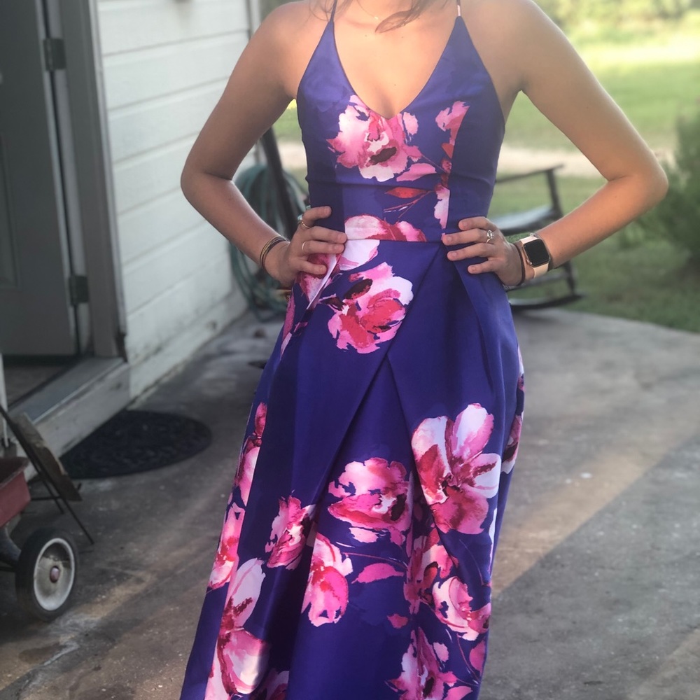 Elegant ball gown floral maxi dress